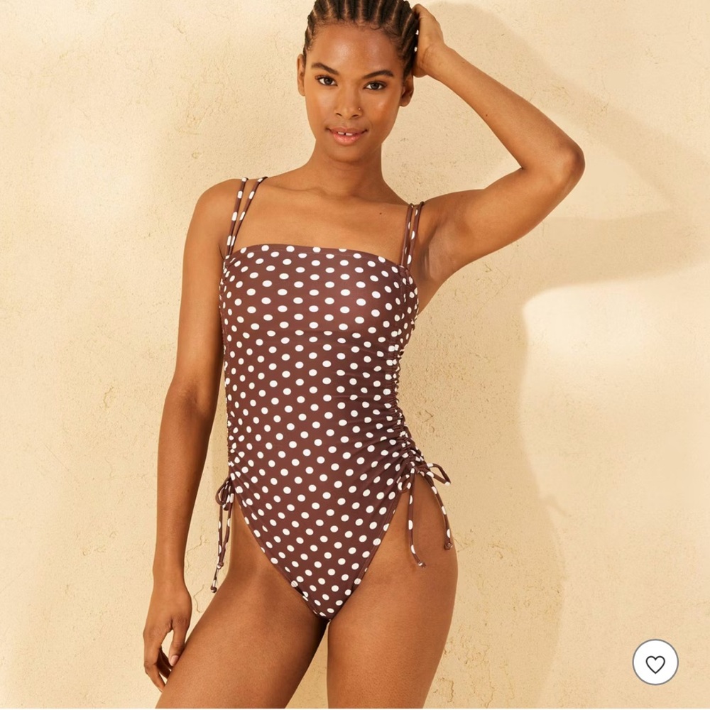 Wild Fable Brown Polka Dot One-Piece Swimsuit